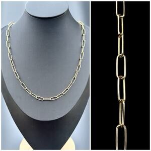 Sterling Silver Paperclip Chain Gold Vermeil 925 Signed Nadri Necklace 23”
